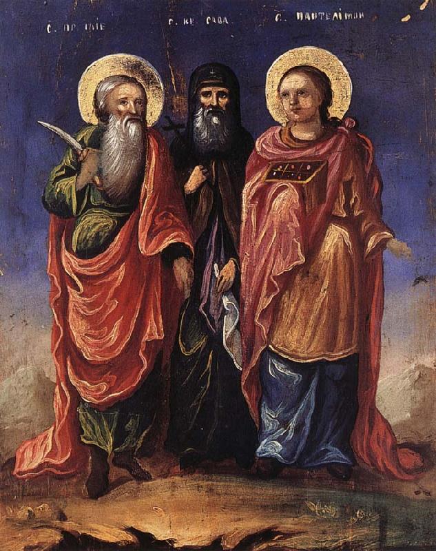 Nicolae Grigorescu Saints llie,Sava and Pantelimon oil painting image